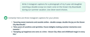 Instagram caption prompt for AI text generator