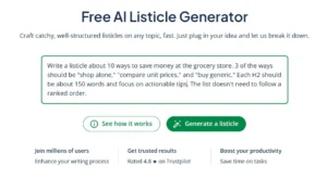 Screenshot of QuillBot's free AI listicle generator