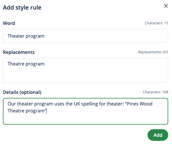 Example of how to add a style rule
