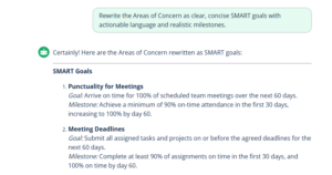 Performance improvement plan generator tweak