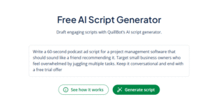 Script generator prompt example for podcast ad