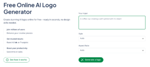 A screenshot of QuillBot's AI logo generator interface.