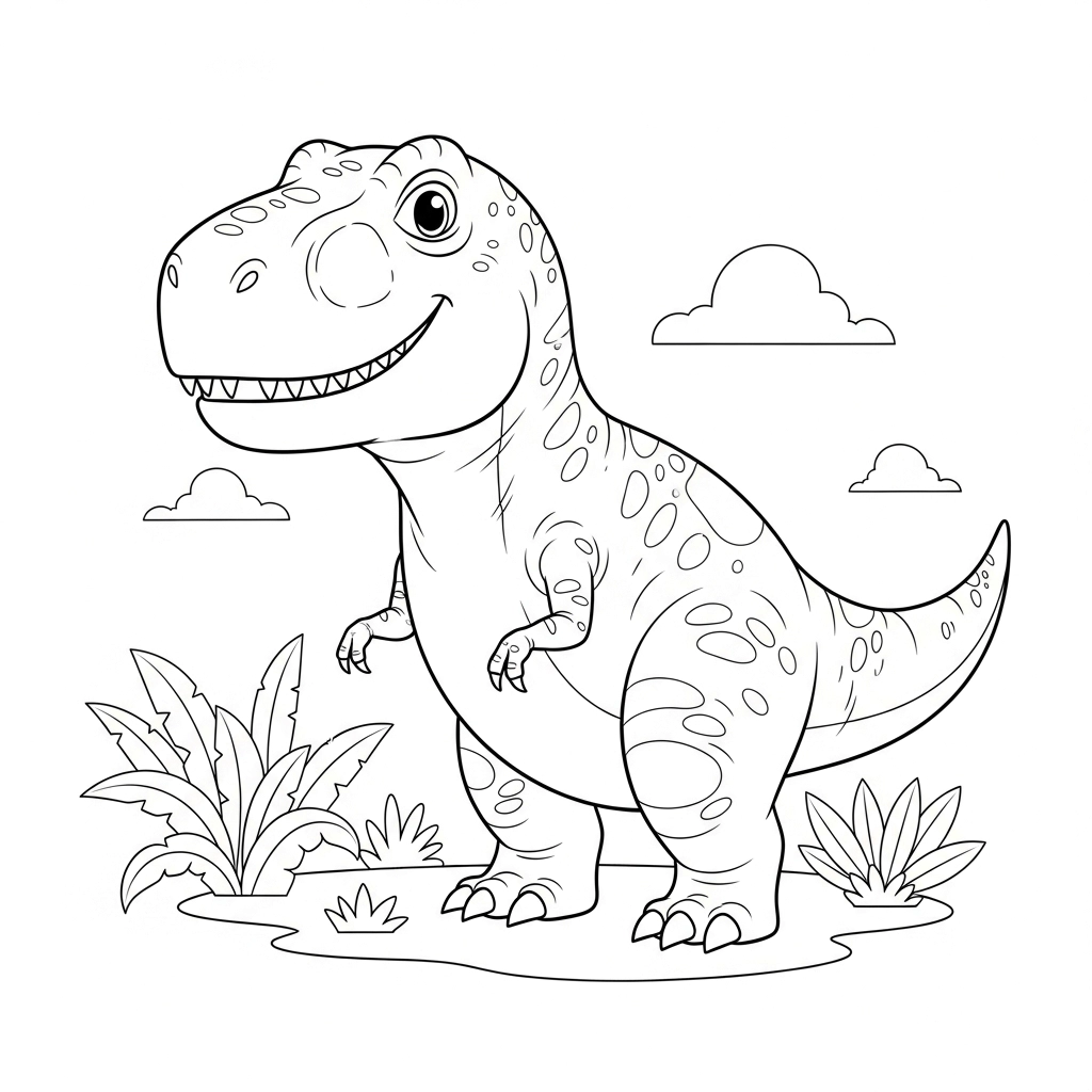 Einfaches Ausmalbild von einem Dinosaurier