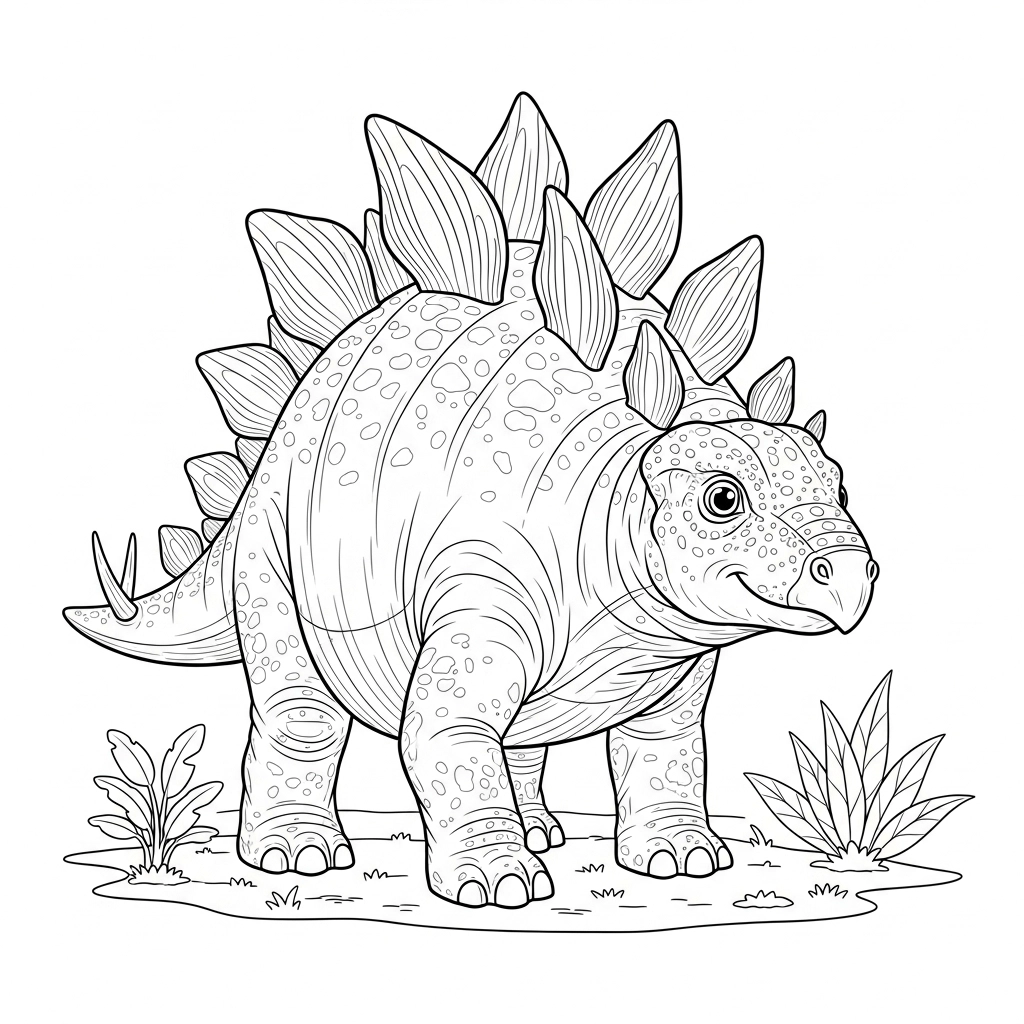 Anspruchsvolles Ausmalbild von einem Dinosaurier