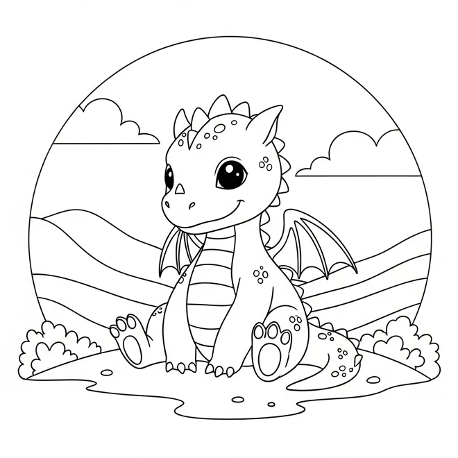 Drachen-Ausmalbild