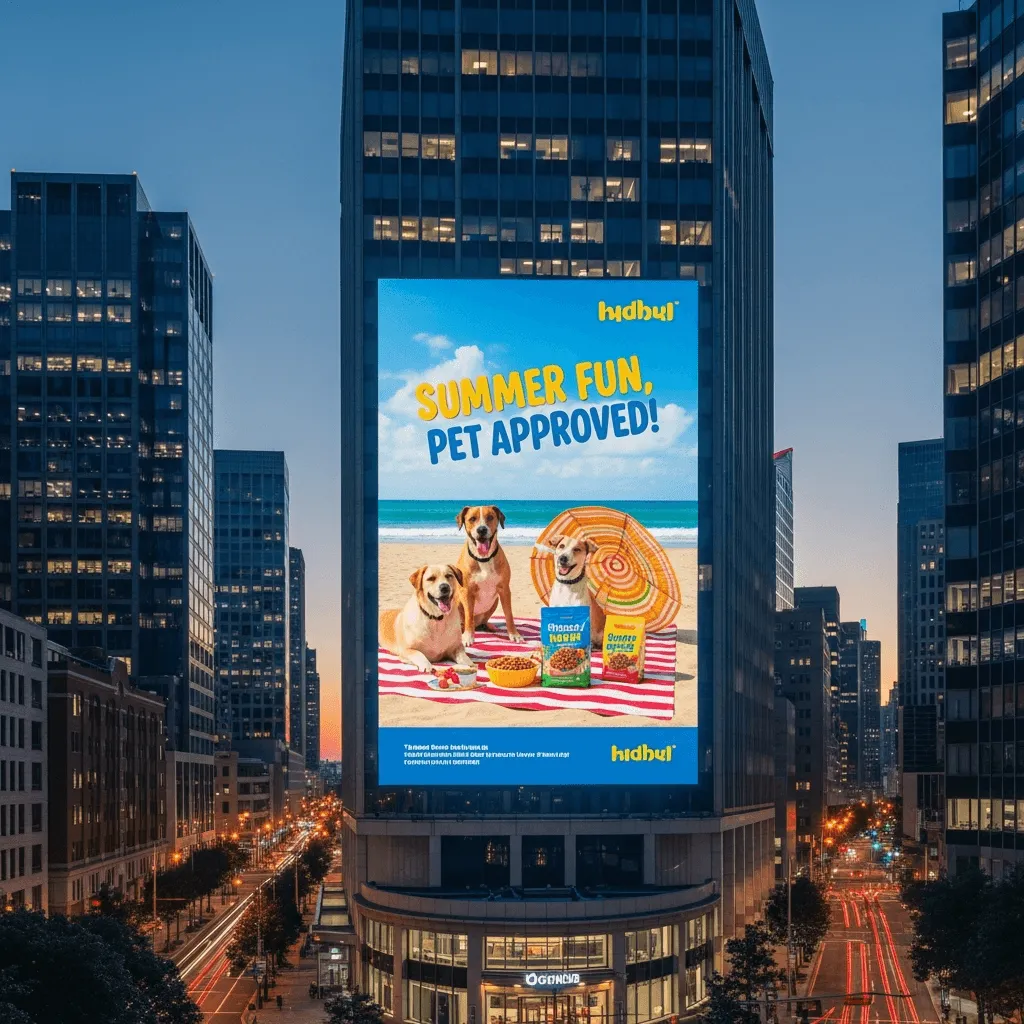 A billboard advertising pet food