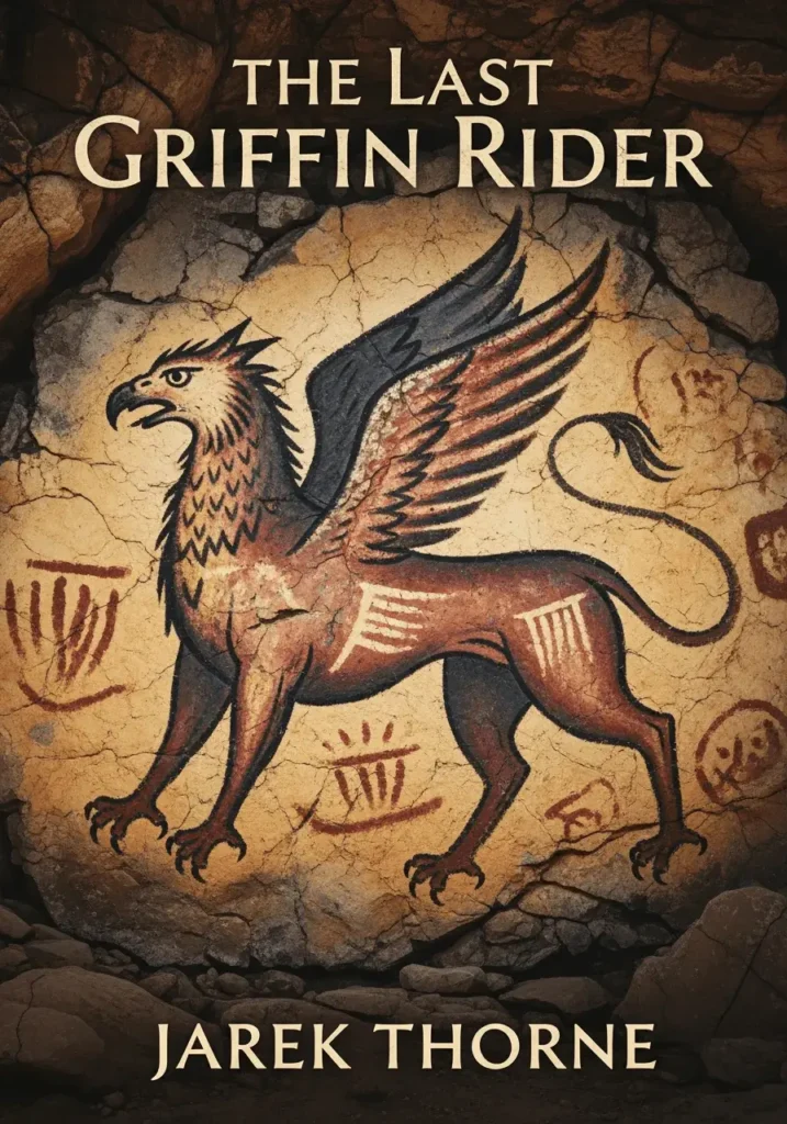 An AI-generated book cover for a fantasy book about a griffin rider